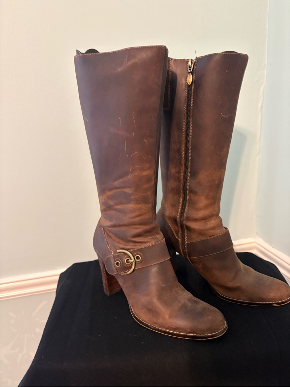 Joan & David Brown Leather Heeled Boots